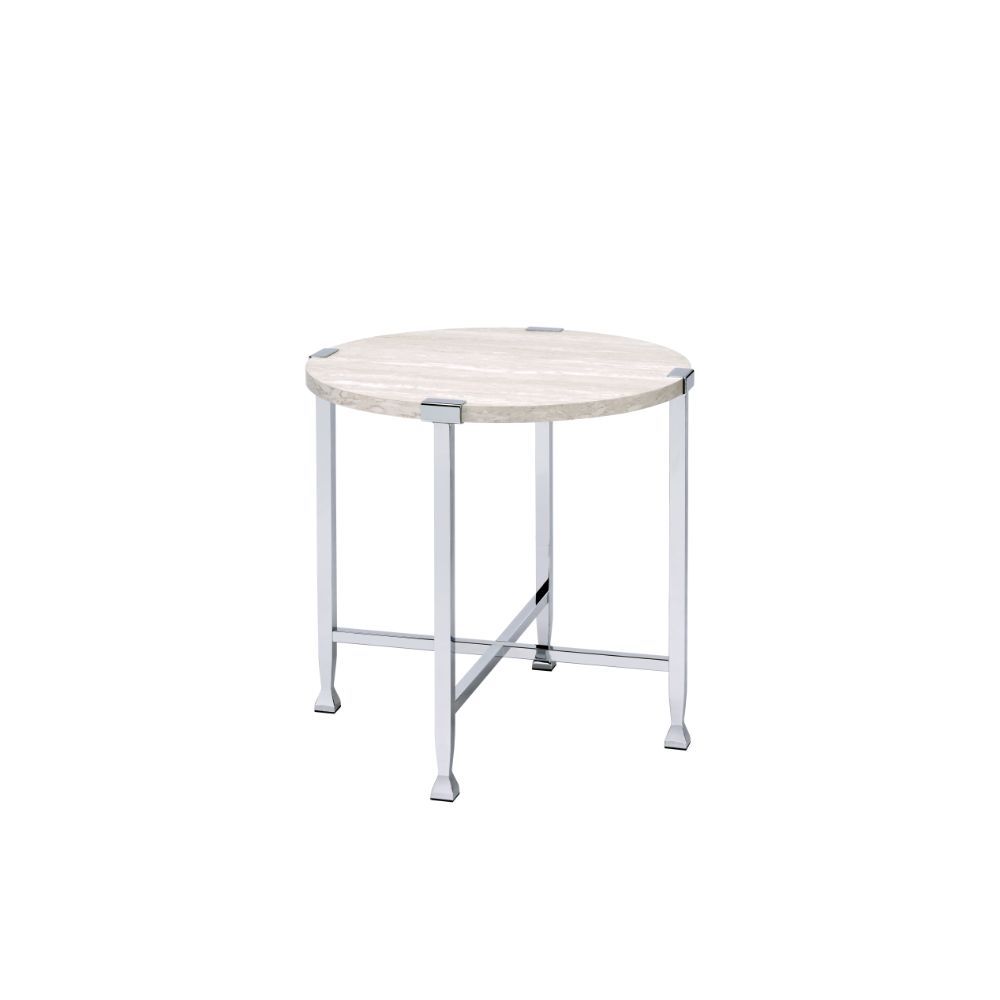 KD, Round End Table â€¢ NO Storage () â€¢ Wooden Top, Metal Frame Leg with X-Shape Support (Open Base) â€¢â€¢ CONSTRUCTION] Wooden Top: Paper Veneer+PB â€¢ Metal Leg/Frame & Crossbar Support: Metal Tube<br/><br/><b>Product Features</b><ul><li>Case: 1Pc/1C