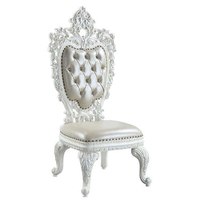 Sophisticated luxury radiates beautifully in the Vanaheim Dining Room Collection. Fabulous floral design with gorgeous details in each piece makes the collection classical and timeless. Antique white finish gives the surface an alluring feel and elegant t