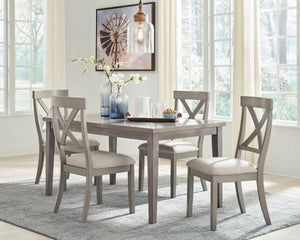 Casual lifestyle design. Dining tops are made with a durable Melamine surface with a replicated barn wood gray wood grain. Table legs feature a simple tapered leg design for timeless appeal. D291-01 soft seat â€œXâ€ back chair and D291-124 counter stool.