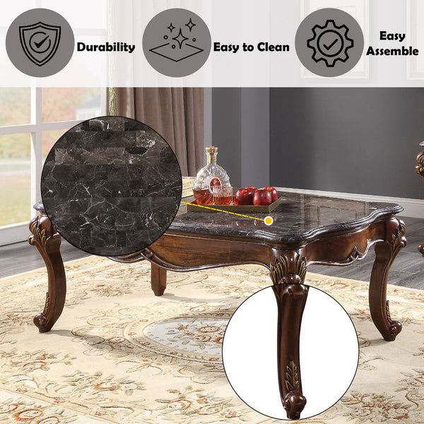 Miyeon - Coffee Table - Marble & Cherry