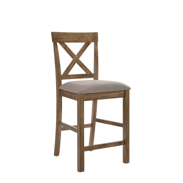 Martha II - Counter Height Chair (Set of 2) - Tan Linen & Weathered Oak