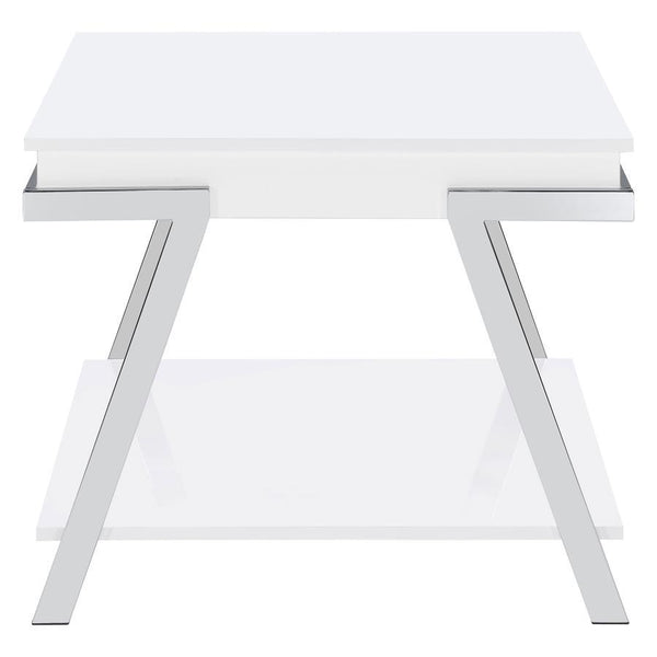 Marcia - Rectangular Side End Table - White High Gloss