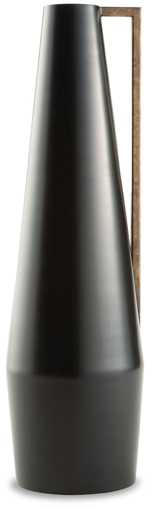 Keep your home contemporary cool from head to toe with this vase. Softly sloping in form, it-'s finished in a sleek black. An angular goldtone accent adds a dash of glam, creating a subtly dynamic overall design.<br/><br/><b>Product Features</b><ul><li>Ma