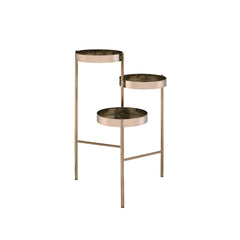 KD, Multi-Tiered Plant Stand Storage: 3 Open Compartments (Fixed Shelves, 10-"Dia) Function: Foldable Frame Metal Round Tier Metal Frame with Straight Leg (Open Frame) CONSTRUCTION] Metal Tier/Frame & Leg: Metal Tube<br/><br/><b>Product Features</b><ul><l