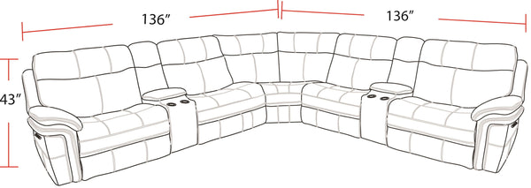 Mason - 7 Piece Modular Power Reclining Sectional With Power Adjustable Headrests - Charcoal