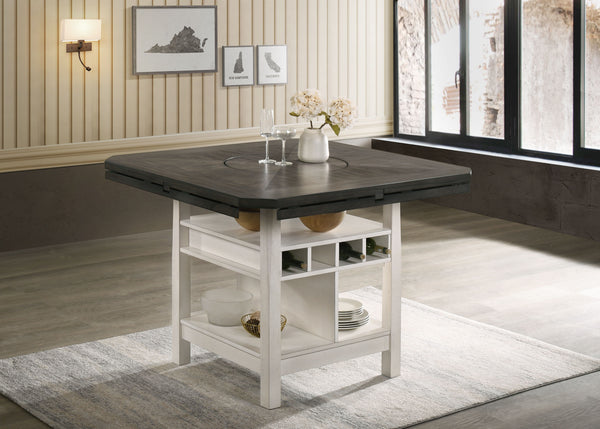  this set effortlessly balances sophistication with functionality. Featuring a two-toned wood finish complemented by sleek