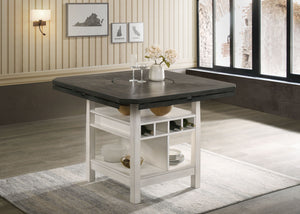  this set effortlessly balances sophistication with functionality. Featuring a two-toned wood finish complemented by sleek