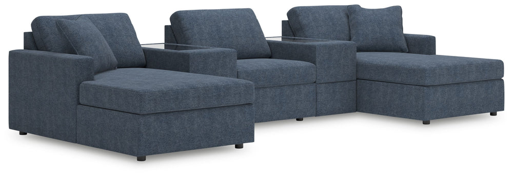Looking cool and contemporary is great. But when it comes down to it, youâ€™re all about low-maintenance lounging. With the performance fabric on this sectional with console, cleaning spills is a breeze. Its customizable modular design caters to your ever