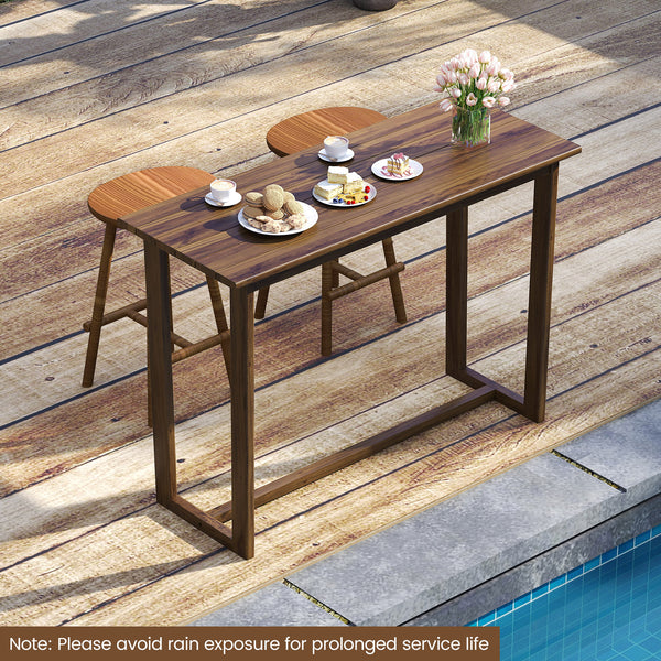 Made of premium teak wood for long-lasting use<br>Large tabletop makes it ideal for outdoor get-togethers<br>Engineered for stability with triangular structures<br>Reinforced crossbars provide additional stability<br>Fantastic complement for your patio  b
