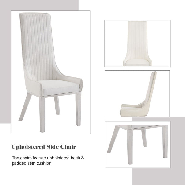 Gianna - Dining Chair (Set of 2) - Ivory PU & Stainless Steel