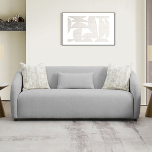 This Etienne collection sofa, available in beige and gray linen, combines modern elegance with comfort. Features include KD legs, tight back and seat cushions, full foam seat construction, and a sturdy wooden inner frame. Accent pillows are included to en