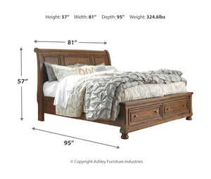 Flynnter - Medium Brown - California King Sleigh Bed with 2 Storage Drawers