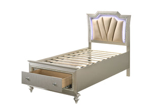 Kaitlyn - Twin Bed - PU & Champagne
