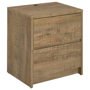Modernize your bedside with this functional nightstand, featuring a wood-inspired finish. It includes two spacious drawers for ample storage and an integrated dual USB charging outlet with USB-A and USB-C ports for fast and convenient device charging. A m