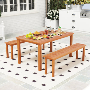 Highly resistant to wear and crack with its solid wood frame<br>Treated with teak oil to highlight and protect its natural wood grain<br>Slatted seat design improves ventilation for cooler seating<br>Strong connection and linking structure for higher stab