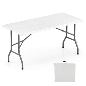 Portable and foldable design allows for easy storage and transportation<br>Convenient built-in handle ensures effortless mobility wherever you go<br>Crafted with a selected HDPE tabletop known for its durability<br>The mimic wood grain surface is wear-res