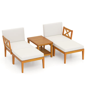 Solid acacia wood for reliable support and natural beauty<br>Splinter-free surface for smooth touch<br>Make you feel comfortable thanks to soft cushions with high-density sponges<br>Hook and loop fasteners for ottoman cushion for firm fixing<br>Convenient