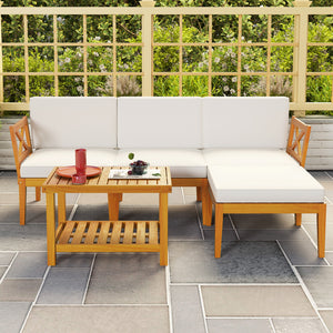 Ensure stable and reliable support with solid acacia wood<br>Add a natural beauty to your outdoor space<br>Splinter-free surface for smooth touch<br>Provide a comfy seating experience with high-density sponges in cushions<br>Allow easy cleaning thanks to 