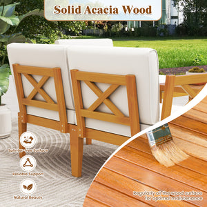 Ensure stable and reliable support with solid acacia wood<br>Add a natural beauty to your outdoor space<br>Splinter-free surface for smooth touch<br>Provide a comfy seating experience with high-density sponges in cushions<br>Allow easy cleaning thanks to 