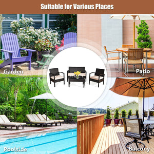 Including 1 loveseat  2 single sofas  and 1 table for a versatile use <br>High-quality steel frame with all-weather PE rattan wicker <br>Durable and sturdy for long-term service time <br>Large weight capacity up to 710 lbs (loveseat) <br>Anti-slippery pla