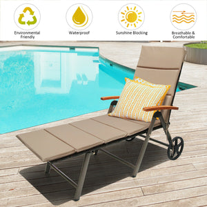 Sturdy aluminum construction holds up to 385 lbs<br>Ergonomic backrest with armrest fits your body curve to a better enjoyment<br>Soft non-woven cushion  provides a more comfortable relax<br>Environmentally friendly PE rattan  breathable and waterproof  s
