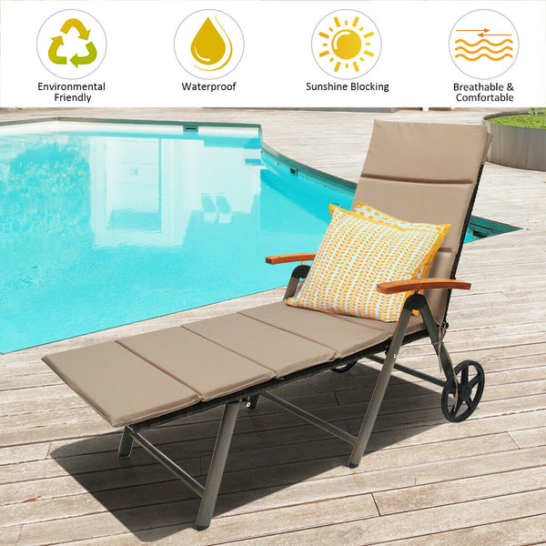 Sturdy aluminum construction holds up to 385 lbs<br>Ergonomic backrest with armrest fits your body curve to a better enjoyment<br>Soft non-woven cushion  provides a more comfortable relax<br>Environmentally friendly PE rattan  breathable and waterproof  s