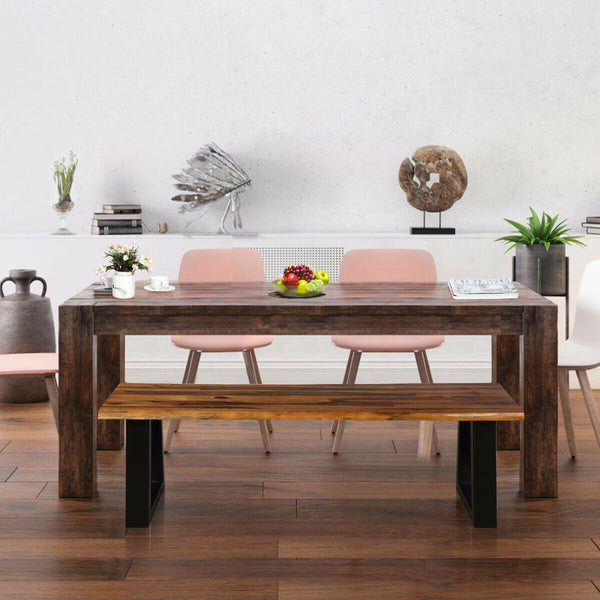 Acacia wood and metal legs  stable enough to hold up to 385 lbs<br>The real wood texture and polished surface  caters to the taste of contemporary society<br>Matches with table and rattan furniture  gives abundant and harmonious collocation<br>Thick panel