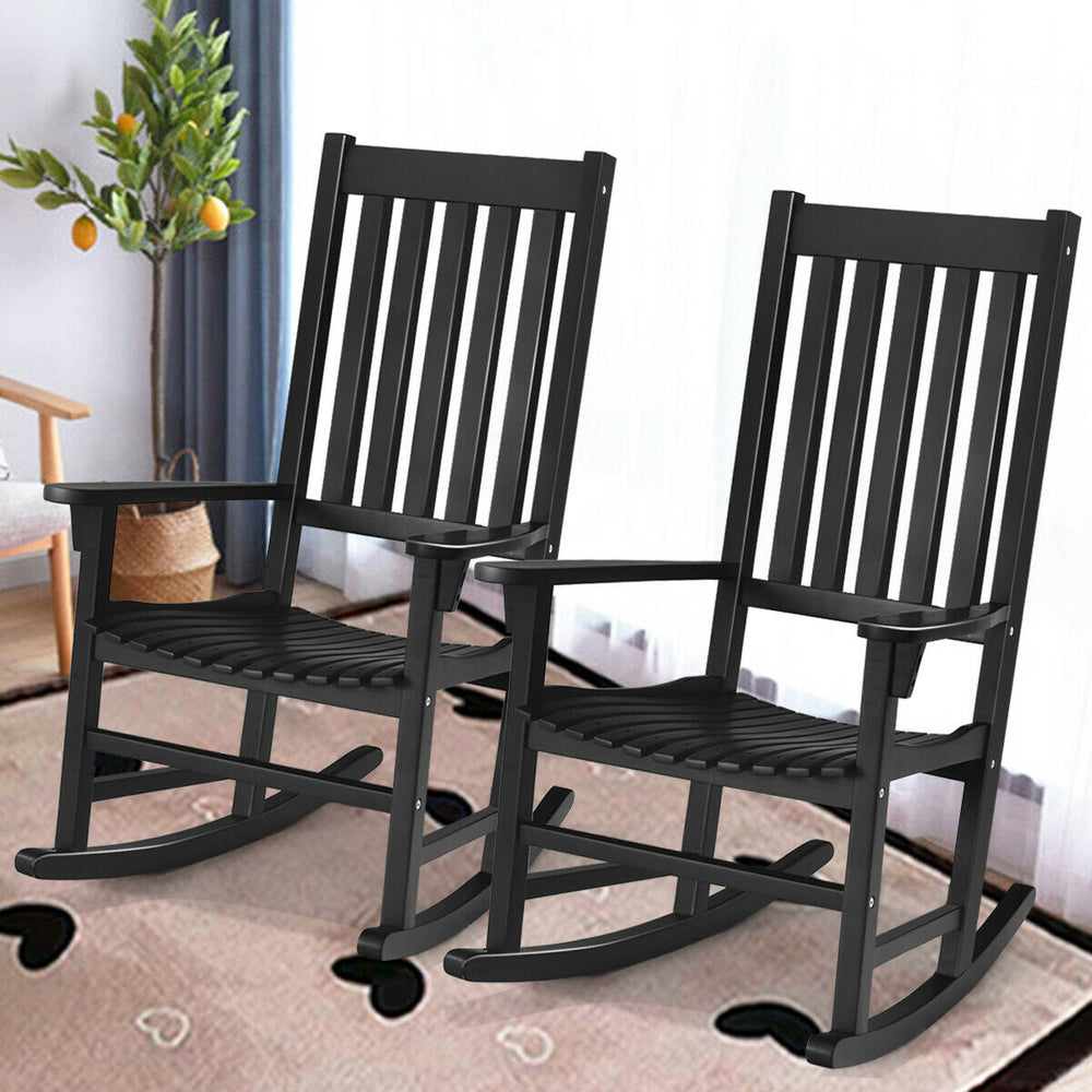 This rocking chair is constructed of premium acacia wood  which is corrosion-resistant and durable to support your long-term use. Â  Designed with contoured slatted seat  high back and widened armrest  the chair will give you comfortable sitting feeling t