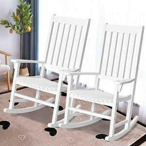 This rocking chair is constructed of premium acacia wood  which is corrosion-resistant and durable to support your long-term use. Â  Designed with contoured slatted seat  high back and widened armrest  the chair will give you comfortable sitting feeling t