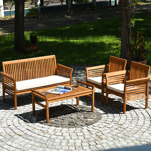 Features Acacia wood frame ensures sturdiness and durability<br>Thick and soft cushions will provide you excellent comfort<br>Curved armrest in suitable height to rest your arm<br>Cover with zipper of cushion is convenient to be taken off and washed<br>Cu