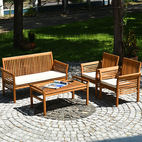 Features Acacia wood frame ensures sturdiness and durability<br>Thick and soft cushions will provide you excellent comfort<br>Curved armrest in suitable height to rest your arm<br>Cover with zipper of cushion is convenient to be taken off and washed<br>Cu