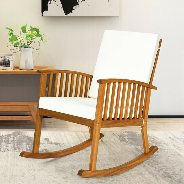 Comfortable and safe rocking function<br>Sturdy solid wood frame for long time use<br>Soft and thick cushions add comfort to your hip and legs<br>Armrest in suitable height to rest your arm and hand<br>Cover of cushion with zipper can be removed easily fo