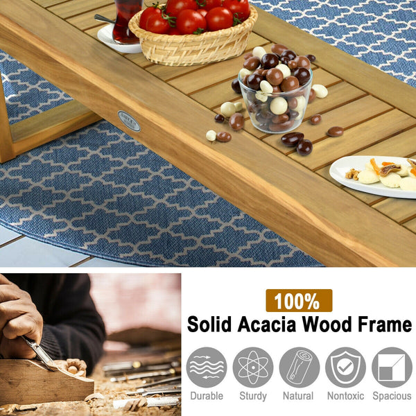 Made of solid acacia wood which provides stability and strong bearing capacity  the bench is super sturdy and durable. Â  Are you looking for a natural style bench for your patio? If so  this bench is highly recommended to you. Besides  with the varnish t