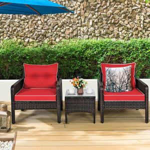 Made of high-quality PE rattan with strong toughness  it is not easy to break<br>Sturdy metal frame structure with superior load-bearing performance<br>A soft sponge filled cushions  comfortable and breathable<br>The thick tempered glass tabletop is sturd