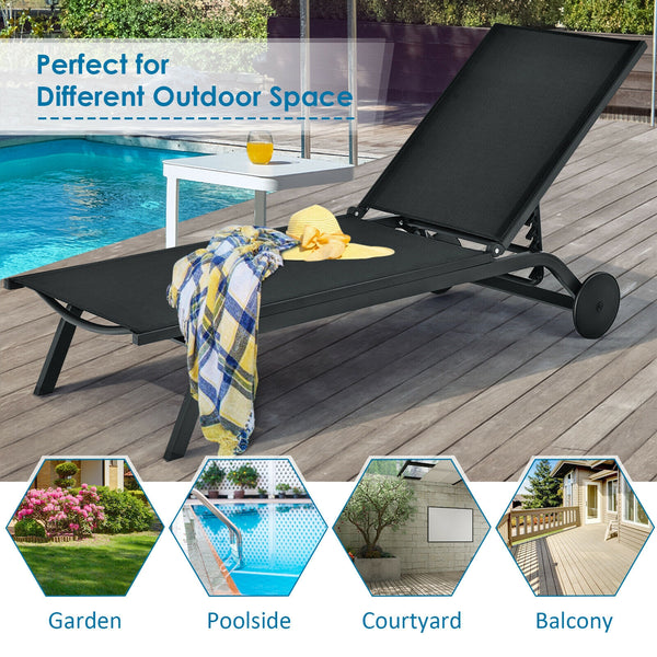 Are you looking for a chaise lounge to take a nap on the balcony  backyard or garden? Come and check out this adjustable lounge chair! Â  The adjustable backrest of chaise lounge with six positions will satisfy your different needs of reading  lying and s