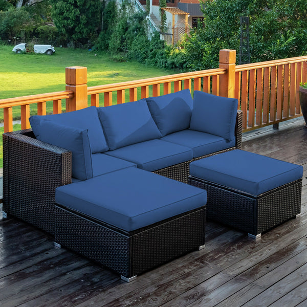 Sturdy steel structure provides strong stability and large bearing capacity<br>Durable and weather-resistant PE rattan provides a long service life<br>Lofty sponge padded seat and back cushions for more comfort and relaxation<br>Removable cushion cover wi