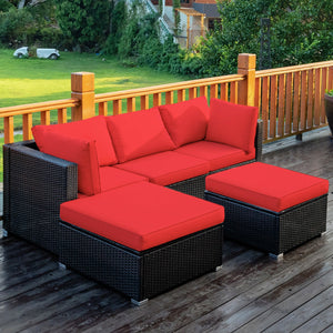 Sturdy steel structure provides strong stability and large bearing capacity<br>Durable and weather-resistant PE rattan provides a long service life<br>Lofty sponge padded seat and back cushions for more comfort and relaxation<br>Removable cushion cover wi