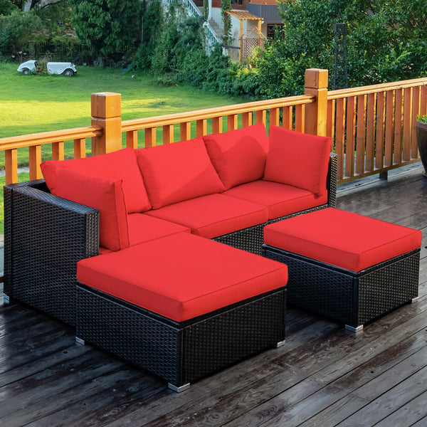 Sturdy steel structure provides strong stability and large bearing capacity<br>Durable and weather-resistant PE rattan provides a long service life<br>Lofty sponge padded seat and back cushions for more comfort and relaxation<br>Removable cushion cover wi