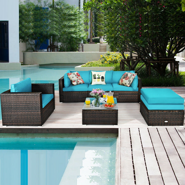 Durable rattan and sturdy steel materials are used to ensure a long lifespan <br>Thick and soft cushions for comfortable (pillows not included) <br>Removable and washable cushion cover with zipper <br>Free and flexible combination to meet your different n