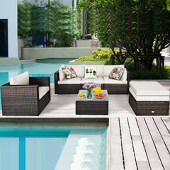 Durable rattan and sturdy steel materials are used to ensure a long lifespan <br>Thick and soft cushions for comfortable (pillows not included) <br>Removable and washable cushion cover with zipper <br>Free and flexible combination to meet your different n