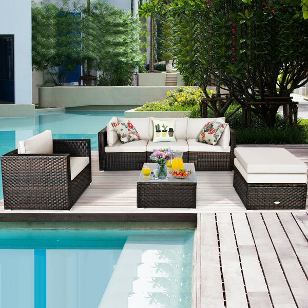 Durable rattan and sturdy steel materials are used to ensure a long lifespan <br>Thick and soft cushions for comfortable (pillows not included) <br>Removable and washable cushion cover with zipper <br>Free and flexible combination to meet your different n