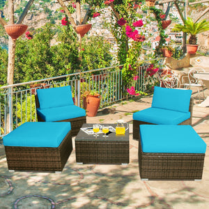 Power coated and solid steel frame adds sturdiness of the set<br>Tight and hand-woven rattan to withstand the change of weather<br>Exquisite table has a removable glass which is easy to clean<br>Aluminum feet at bottom protect bottom rattan and prevent sl