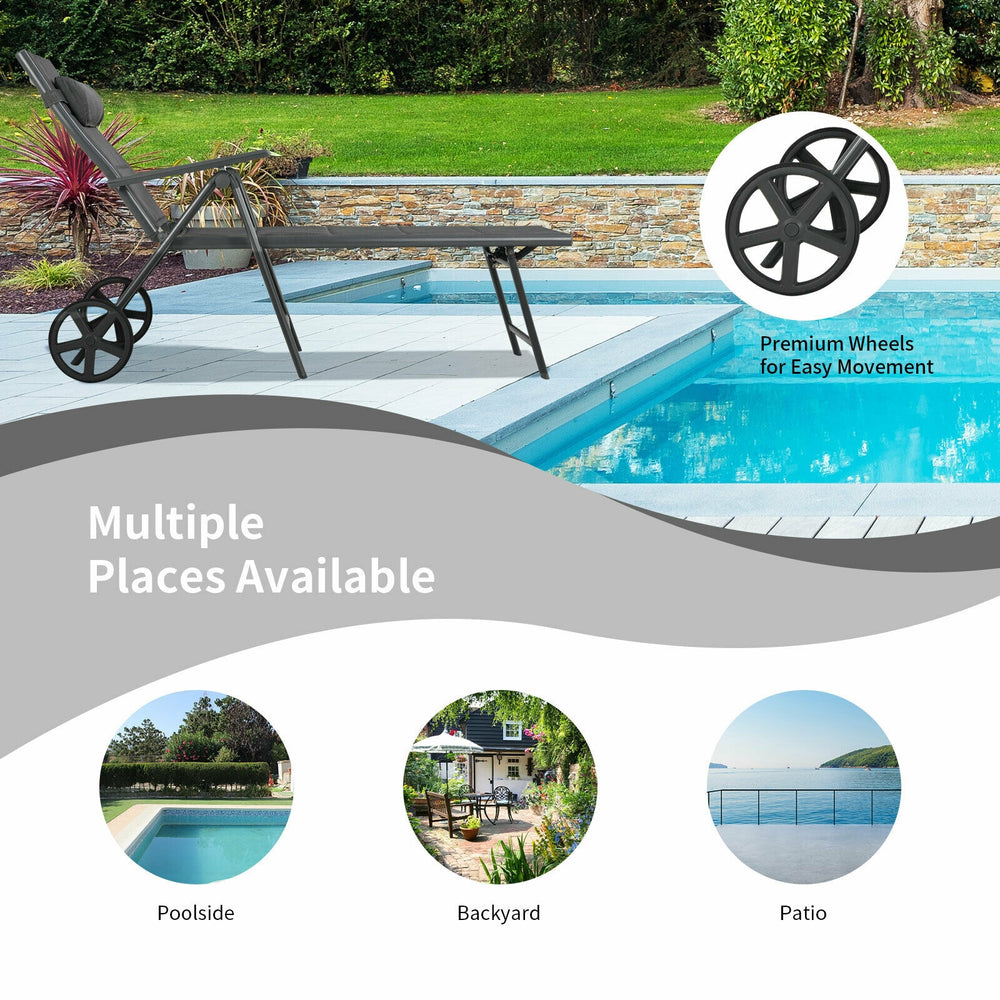 This cotton-padded patio chaise lounge chair is really utility and functional in your daily life. Â  With our lounge chair  you can do multiple outdoor activities  like fishing  sunbathing or taking a nap. The adjustable backrest helps you find out the mo