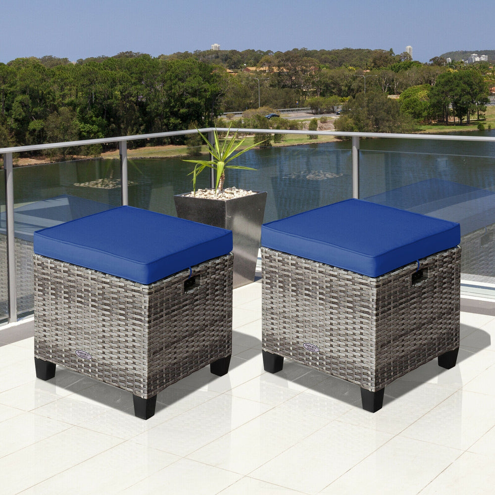 Â Can be used as additional seats with comfortable seat cushions<br>Â Ropes for keeping seat cushions with ottomans tightly<br>Â Serves as footstools for combining with other outdoor furniture<br>Â Waterproof and removable cushion covers for easy maintena