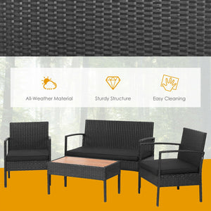 Including 2 single sofas  1 loveseat and 1 coffee table <br>Cozy cushions are filled with high-density sponge for higher comfort <br>High backrest and curved armrests help rest your back and arms <br>Large table is designed for your beverages  snacks  boo