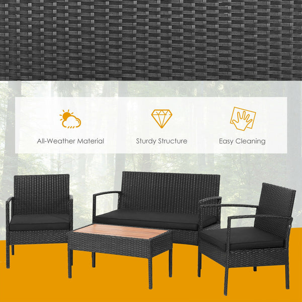 Including 2 single sofas  1 loveseat and 1 coffee table <br>Cozy cushions are filled with high-density sponge for higher comfort <br>High backrest and curved armrests help rest your back and arms <br>Large table is designed for your beverages  snacks  boo
