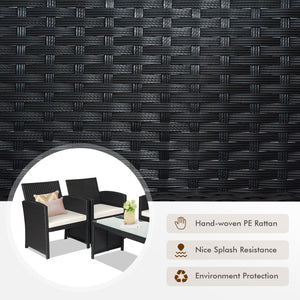 Comes with foot pads to protect the floor and add stability to the set<br>High-quality rattan and steel materials are used to ensure a long lifespan<br>PE rattan is waterproof and corrosion resistant<br>Suitable for balcony  rooftop  backyard  poolside  a