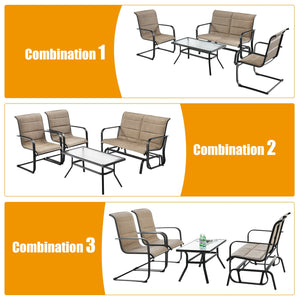 Create a cozy space to entertain your beloved family and friends with this 4-piece outdoor patio furniture set! Â  Based on your available space  this 4-piece patio conversation set provides 4 different combinations for you to select. Besides  you can als