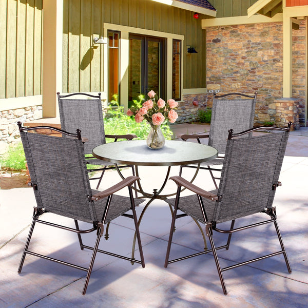 This is folding chair which is a perfect choice for your home  yard. Â  Made of steel frame  this lounge chair is durable and sturdy. The textile fabric material surface is UV  stain  crack  water and split resistant for extra durability  and you can easy