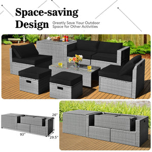 The full set comes in 4 separate packages  which might not arrive on the same day<br>8-piece seat for more creative combinations<br>Fetch different belongings with ease because of the practical coffee table<br>Sturdier and safer to use with high quality t